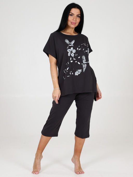 370-ДК ЖЕНСКИЙ ДОМАШНИЙ КОСТЮМ (бриджи) (Темно-серый) - А-дина фото 2