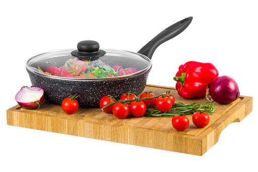 Сковорода глубокая 24 см ГАРМОНИЯ ВКУСА Черный мрамор С КРЫШКОЙ ф24, н/р, 43,5*25*11,5 см - Elan gallery фото 3
