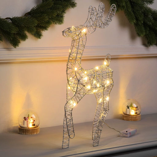 Светодиодная фигура «Олень бежевый» 45×22×6 см, 20 LED, батарейки ААx2 (не в комплекте), свечение теплое белое