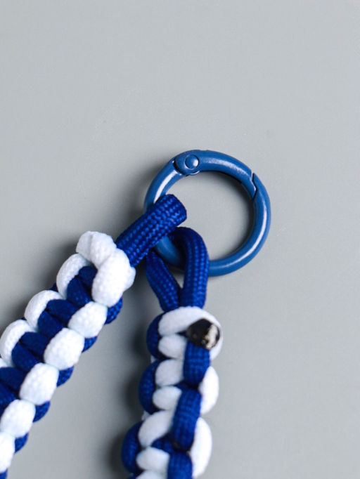 Цена за 2 шт. Брелок для ключей на карабине «Паракорд», шнур 0.5 см, сине-белый, на сумку, рюкзак, 14.5×1.8×0.8 см