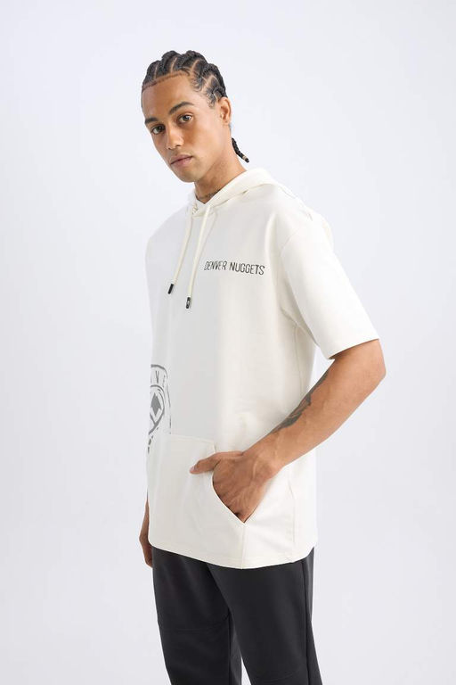 DeFactoFit Футболка оверсайз NBA Denver Nuggets с капюшоном и принтом на спине с короткими рукавами  фото 6