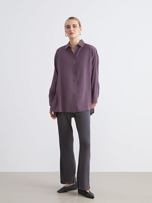 Oversize Modal Kar???ml? Kad?n G?mlek Tunik