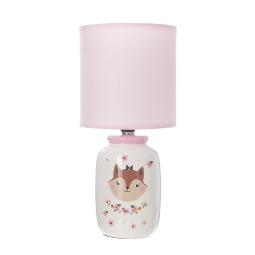 Настольная лампа с абажуром RISALUX «Киса» детская, Е14, 40 Вт, бело-розовый, 13×13×27 см