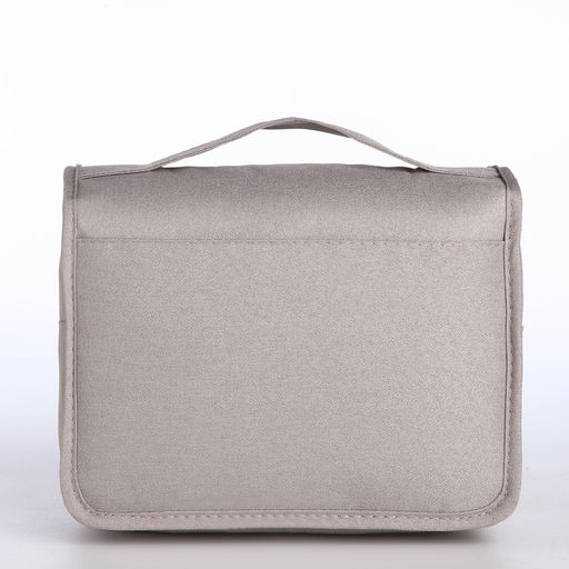 Косметичка-несессер дорожная на молнии, липучках, с ручкой, крючком, серая - Simaland фото 2