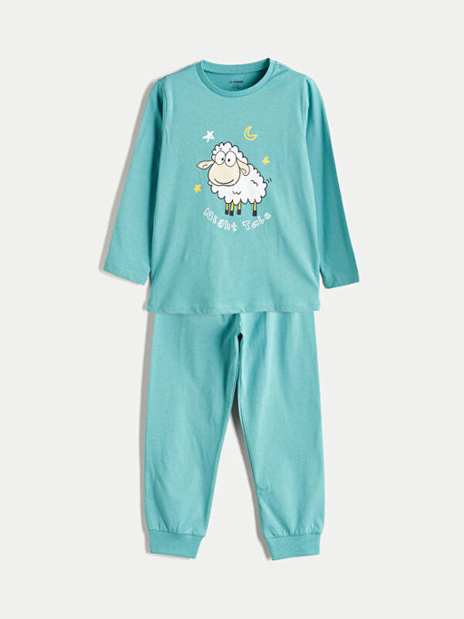 Bask?l? Erkek ?ocuk Pijama Tak?m