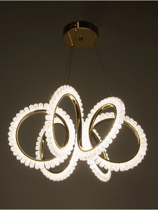 Люстра потолочный BayerLux Stefanie, 70 Вт, LEd, 4000-6000К, золото, 48×48×25 см