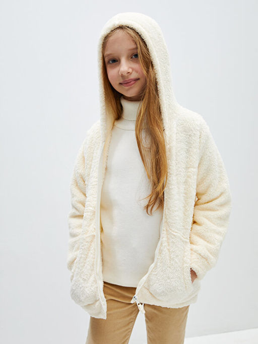 Kap??onlu Basic Uzun Kollu Pel?? K?z ?ocuk Fermuarl? Sweatshirt - Waikiki фото 2