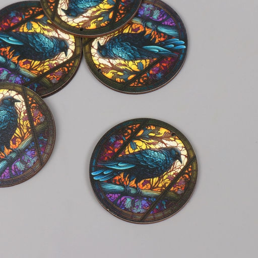 Цена за 5 шт. Декор для творчества дерево Ворон. Витраж, 4.64.60.3 см