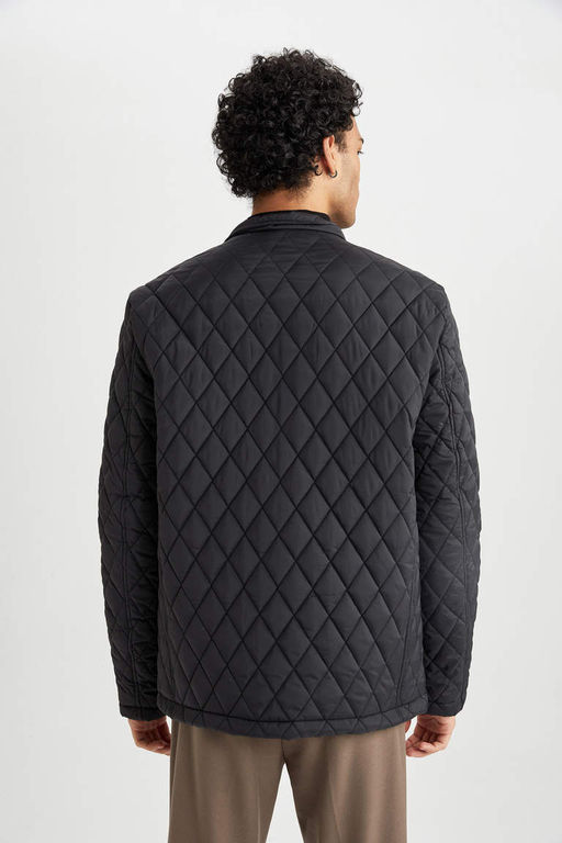 Стеганое пальто приталенного кроя с воротником-стойкой - Defacto фото 9