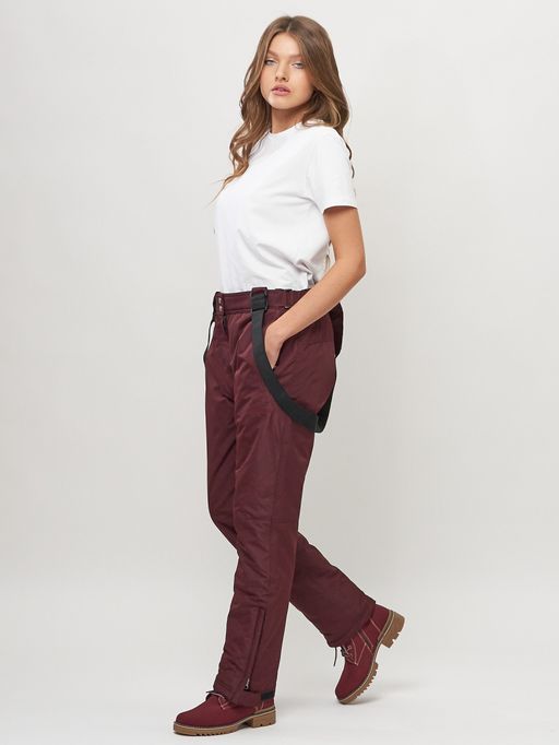 Полукомбинезон брюки горнолыжные женские big size бордового цвета 66413Bo - Colannia фото 16