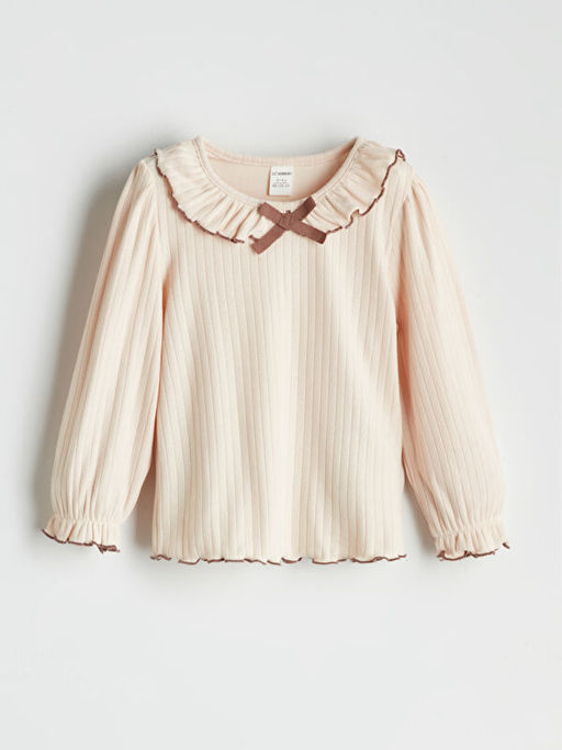 Bebe Yaka F?rf?rl? K?z Bebek Bluz ve Tayt Pantolon