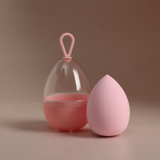 Цена за 2 шт. Спонж для макияжа «Капля», 6×4 см, увеличивается при намокании, в футляре, нежно-розовый