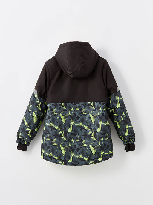 Kap??onlu Bask?l? Reflekt?r Detayl? Erkek ?ocuk Mont - Waikiki фото 3