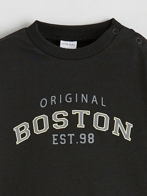 Bask?l? Erkek Bebek Ti??rt ve E?ofman Alt 2li