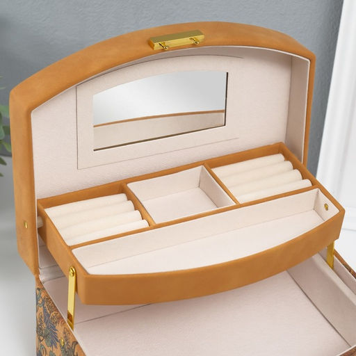 Шкатулка для украшений «Пальмовые листья», искусственная кожа, пробка, 16.5×22.5×13.5 см