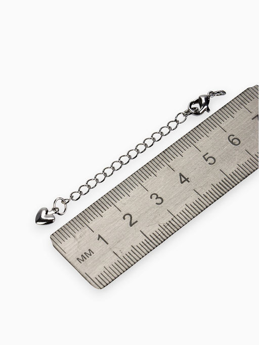 Замок-карабин родированный «Сердце», набор 5 шт. с удлинительной цепочкой 5 см, цвет серебро