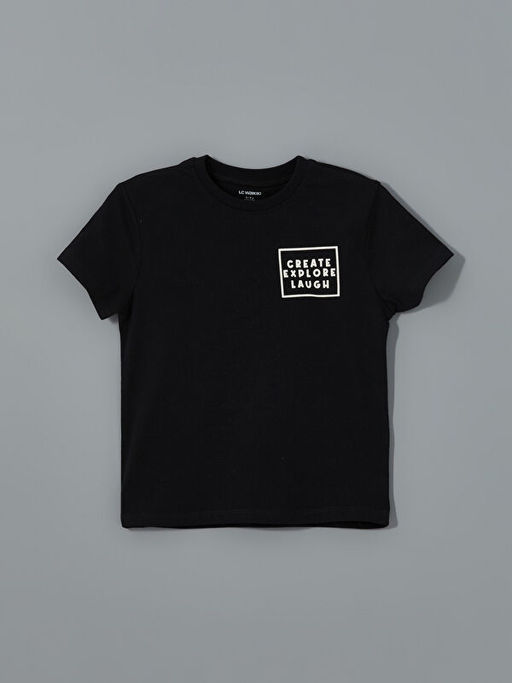 Bisiklet Yaka Bask?l? Erkek ?ocuk Ti??rt