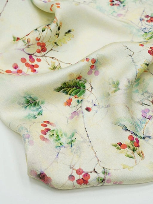 Вискозный атлас (Digital) Рябиновая веточка, ш.1.5м, вискоза-100%, 115гр/м.кв - Купава фото 6