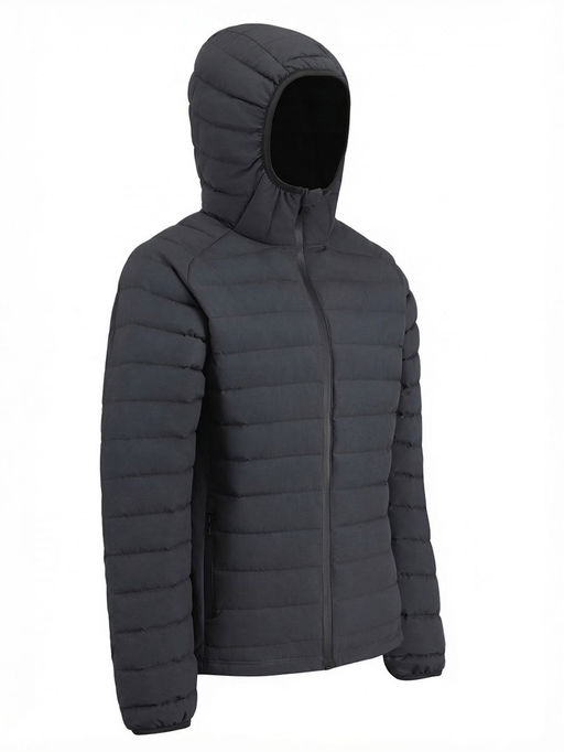 Куртка мужская стёганая с капюшоном с графеновой подкладкой черного цвета 9623_1Ch