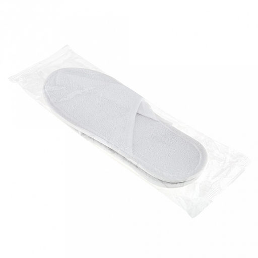 Тапочки одноразовые Классик 38-42рр, для процедур, махровые, подошва - ЭВАпора 3,5мм, с закрытым мысом, износоустойчивые, окантовка бейкой, белый, SMZ (Россия) - Домашняя мода фото 2