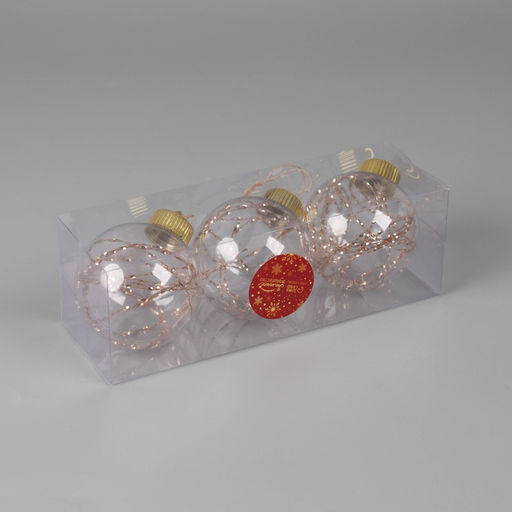 Ёлочные игрушки Джотто, шары новогодние, d=8 см, набор 3 шт., золото прозрачный - Зимнее волшебство фото 7