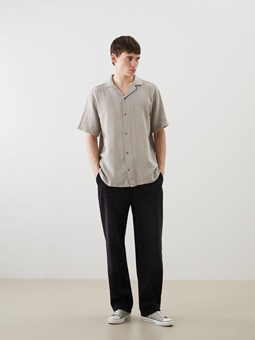 Regular Fit K?sa Kollu Erkek Dokulu G?mlek