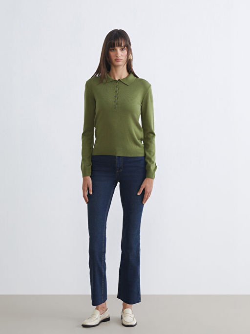 Polo Yaka Kad?n Triko Kazak