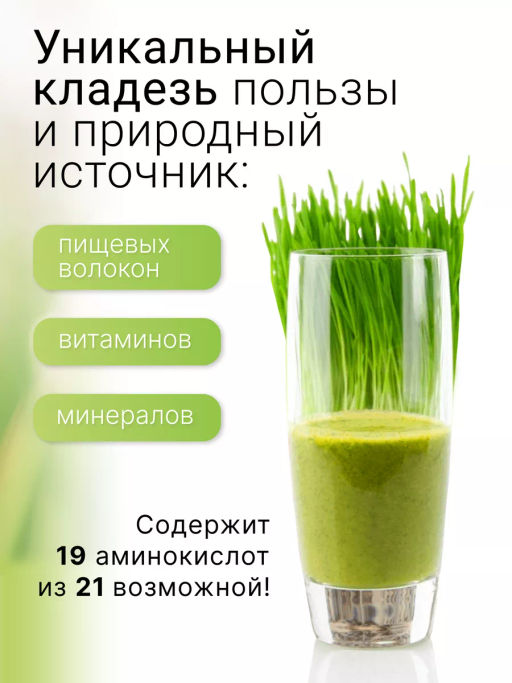 Витграсс порошок Пермиум 100г (состав: 100% порошок из сока молодых зеленых ростков пшеницы (Wheat g - Sneko Gold фото 15