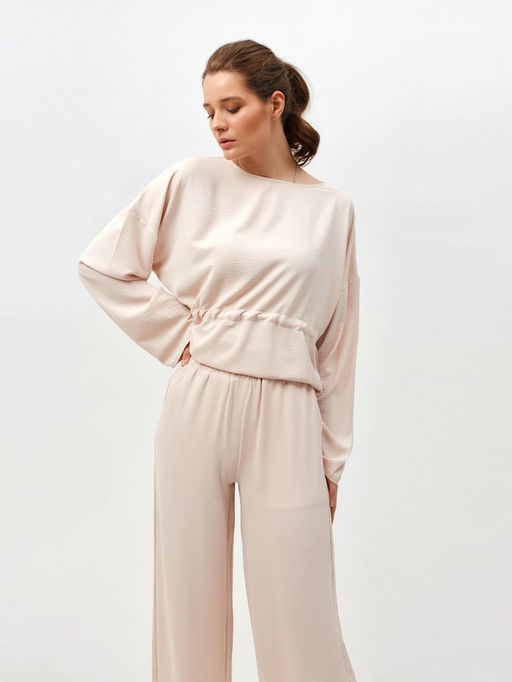 Костюм женский (туника, брюки) MINAKU: Casual Collection, размер 52, бежевый