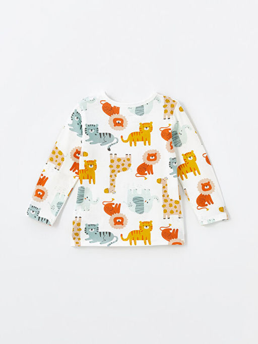 Bisiklet Yaka Uzun Kollu Bask?l? Erkek Bebek Pijama ?st?