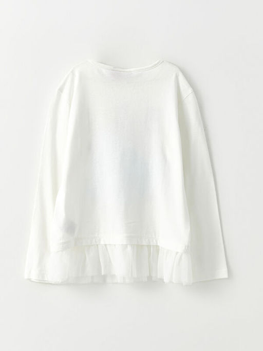 Bisiklet Yaka Disney Princess Bask?l? Uzun Kollu K?z ?ocuk Ti??rt - Waikiki фото 3