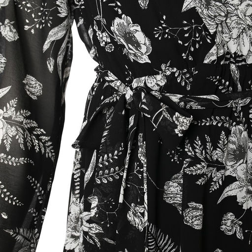 Платье женское короткое MIST plus-size, чёрное, размер 52, принт цветочный