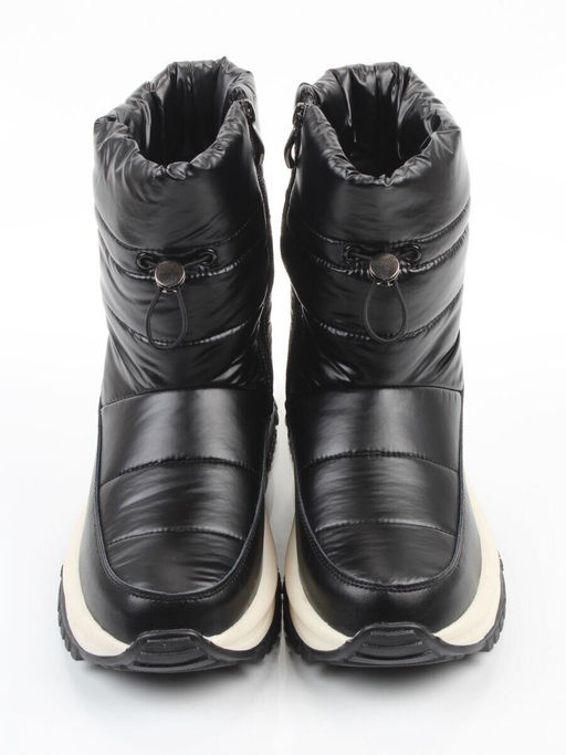 02-WA010-1M BLACK Сапоги Дутики зимние женские (натуральная кожа, курточная ткань, 100% шерсть) - Фабричный китай фото 5