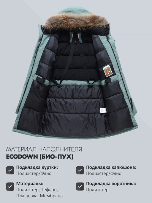 Парка зимняя мужская с капюшоном и мехом енот зеленого цвета 9537-1Z - Valianly фото 22