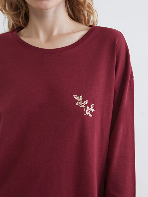 Bisiklet Yaka Bask?l? Kad?n Pijama Tak?m?