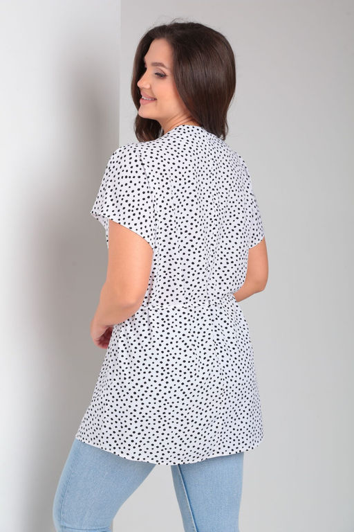 Блуза Modema 553-2 горох на белом  фото 6