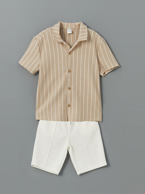 ?izgili Erkek ?ocuk G?mlek ve ?ort 2li