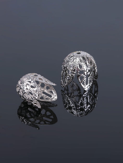 Цена за 3 шт. Шапочки для бусин (набор 10 шт.), СМ-051-1, 14?14?7 мм, цвет серебро