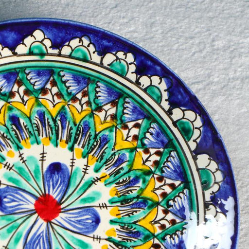 Тарелка Риштанская Керамика Цветы, синяя, плоская, 15 см - Шафран фото 6