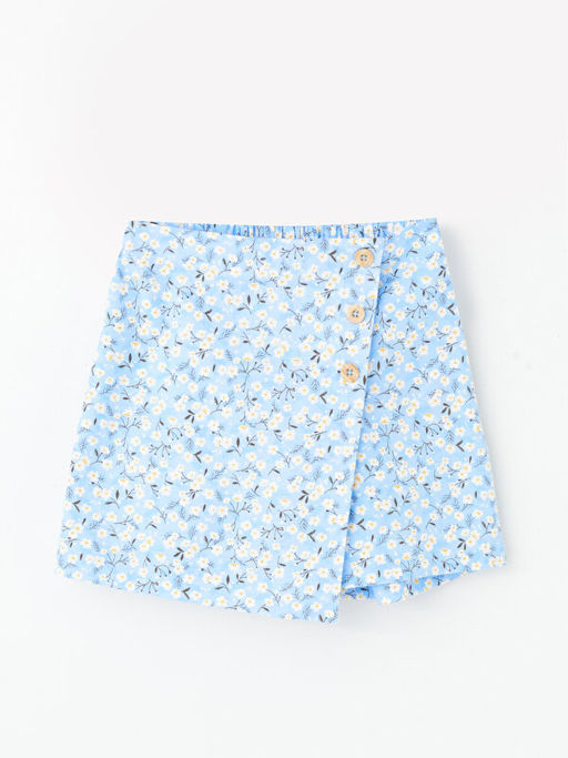 Beli Lastikli ?i?ekli K?z ?ocuk ?ort Etek