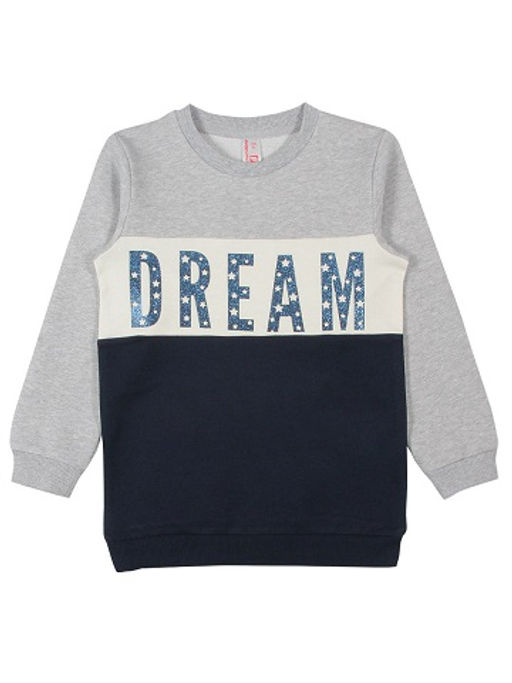 CRB wear/CWK 62265 Платье типа туника для девочки, серый меланж-темно-синий/Ex.Cherubino фото 3