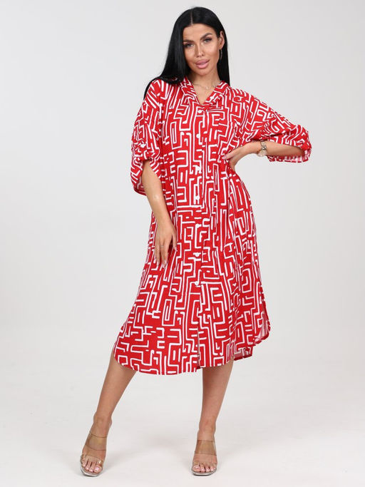5116 ПЛАТЬЕ ЖЕНСКОЕ (Красный с белым) - А-дина фото 3