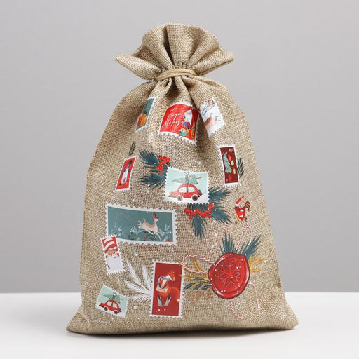 Цена за 5 шт. Мешочек новогодний подарочный с термонаклейкой Для тебя, 20 х 30 см +/- 1.5 см - Дарите счастье фото 2