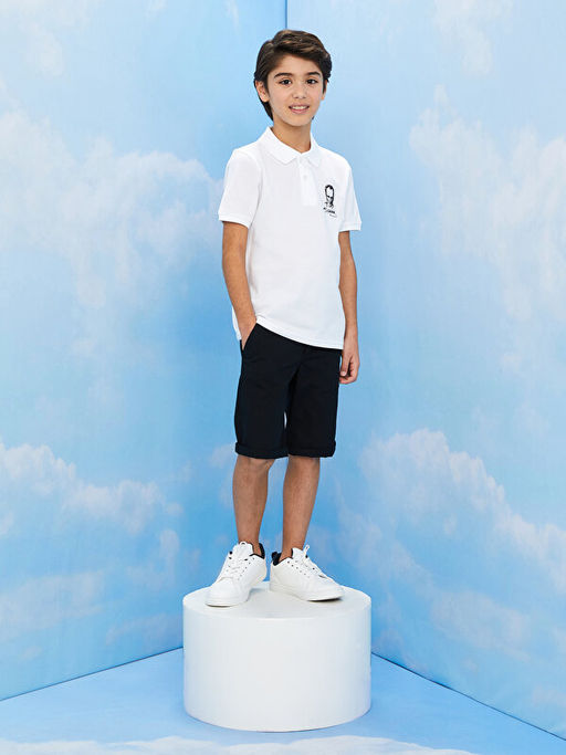 Polo Yaka Atat?rk Bask?l? K?sa Kollu Erkek ?ocuk Ti??rt - Waikiki фото 2