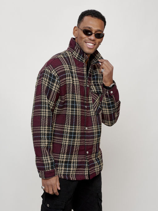 Ветровка рубашка мужская букле бордового цвета 58378Bo - Mtforce фото 5