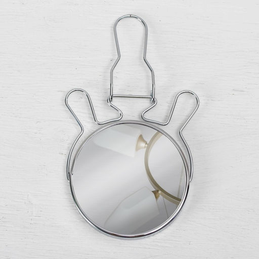 Цена за 2 шт. Зеркало настольное, с увеличением х2, круглое, настенное, двустороннее, 11×18.5 см, (d=9 см), металлическое