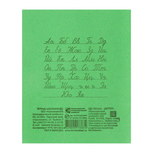 Комплект тетрадей из 20 штук, 12 листов в линию КПК Зелёная обложка - Calligrata фото 4