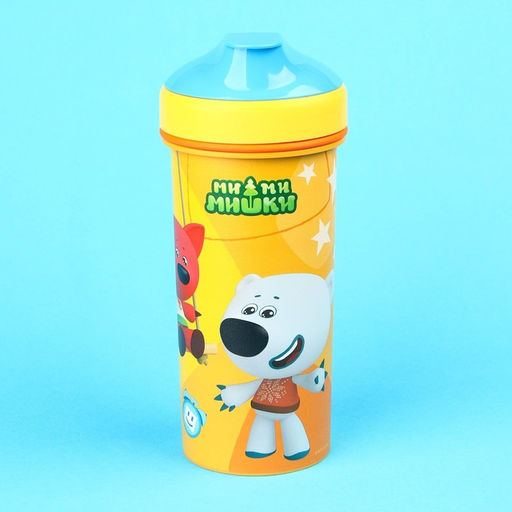 Бутылочка детская «Ми-Ми-Мишки», 400 мл., с петлей, цвет желтый