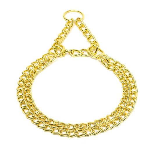 Ошейник - полуудавка металлический двухрядный, 50 см, толщина проволоки 2,5 мм, золотистый - Пижон фото 2