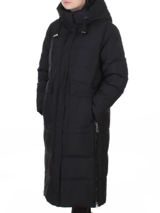 8359 BLACK Пальто зимнее женское (200 гр. холлофайбер)